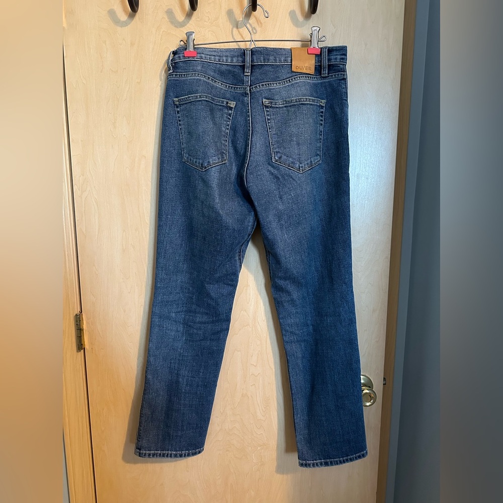 Duer Midweight Denim High Rise Straight (Button Fly) - Medium Blue - Picture 4 of 8